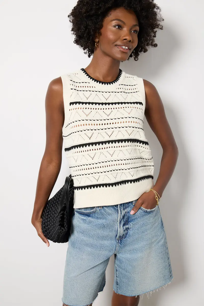 Women's Athena Pointelle Knit Vest 1