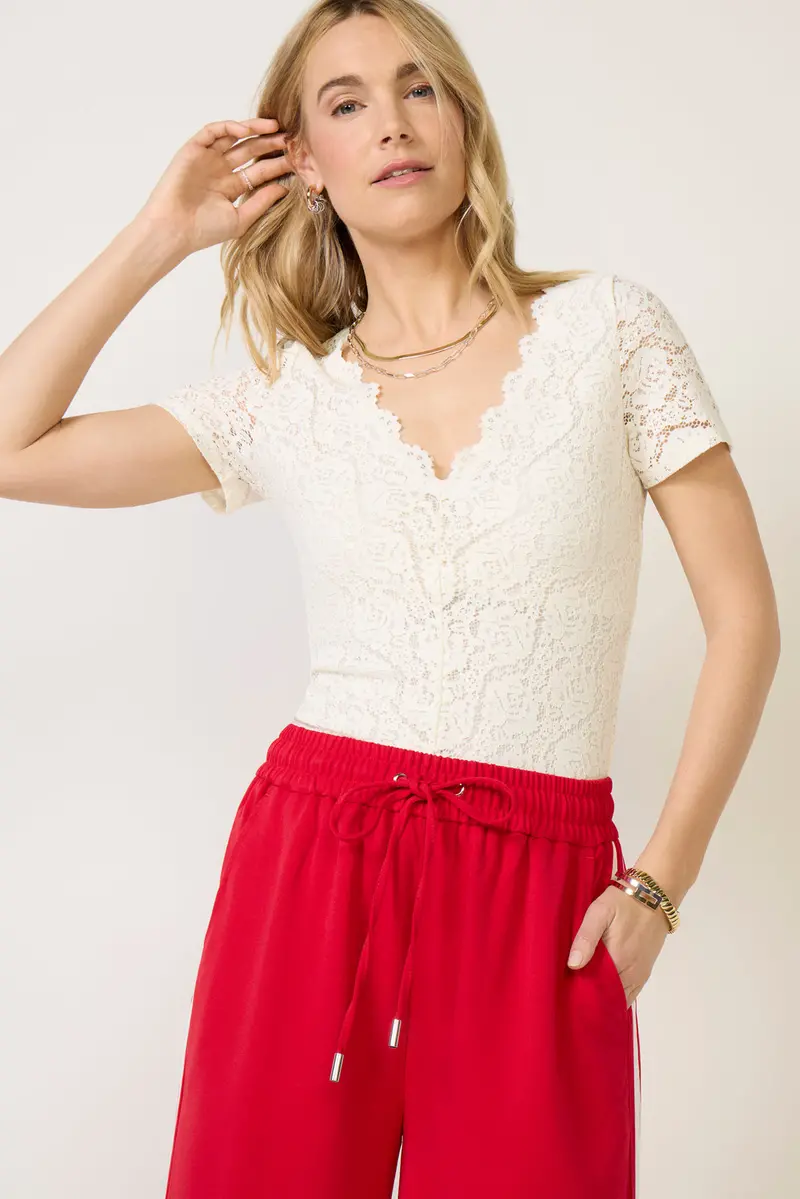 Women's Audrey Short Sleeve Lace Top 1
