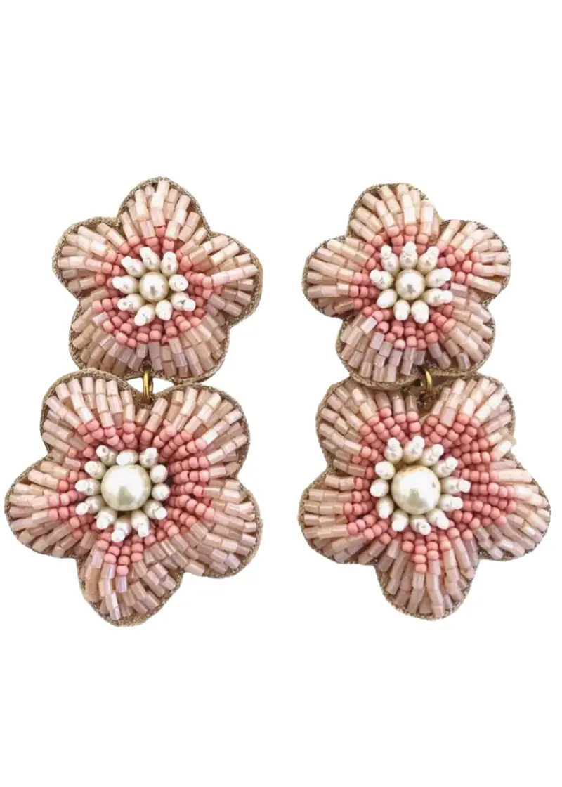 Women's Bali Flower Earrings In Blush 1