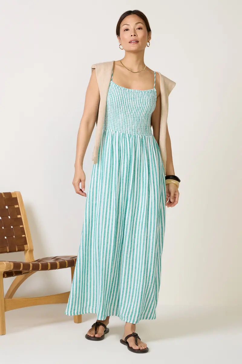 Women's Bayside Striped Linen Dress 1