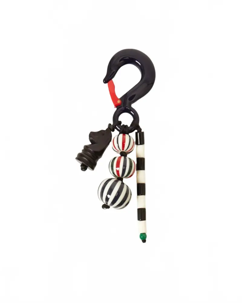 Women's Beaded Stripe Fob Bag Charm In Multi 1