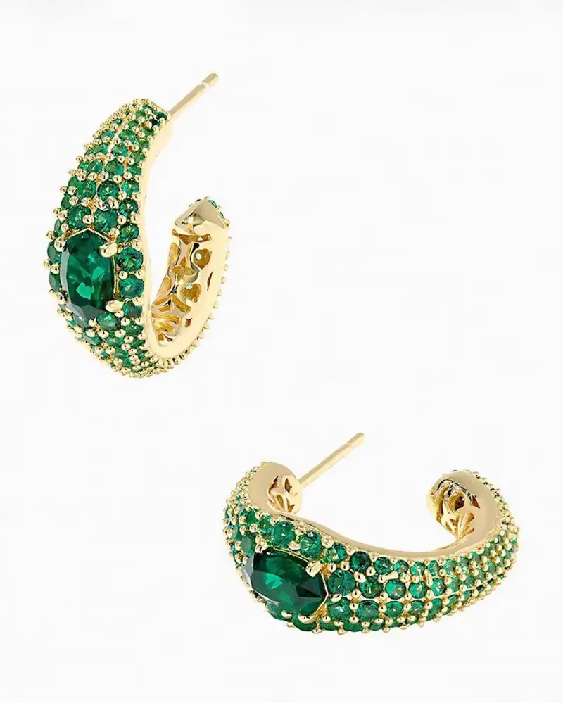 Women's Bella Hoop Earring In Dark Green 1