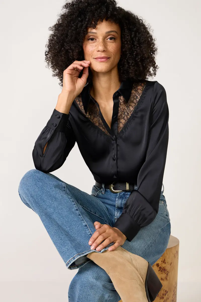 Women's Bella Lace Trim Shirt 1