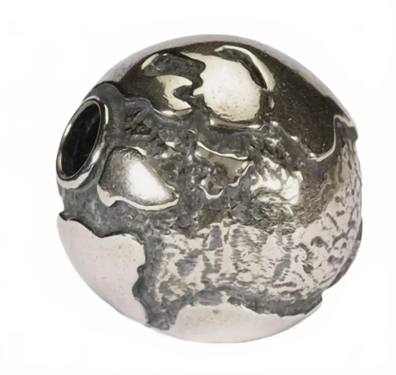 Women's Big Earth Bead Charm In Silver 1