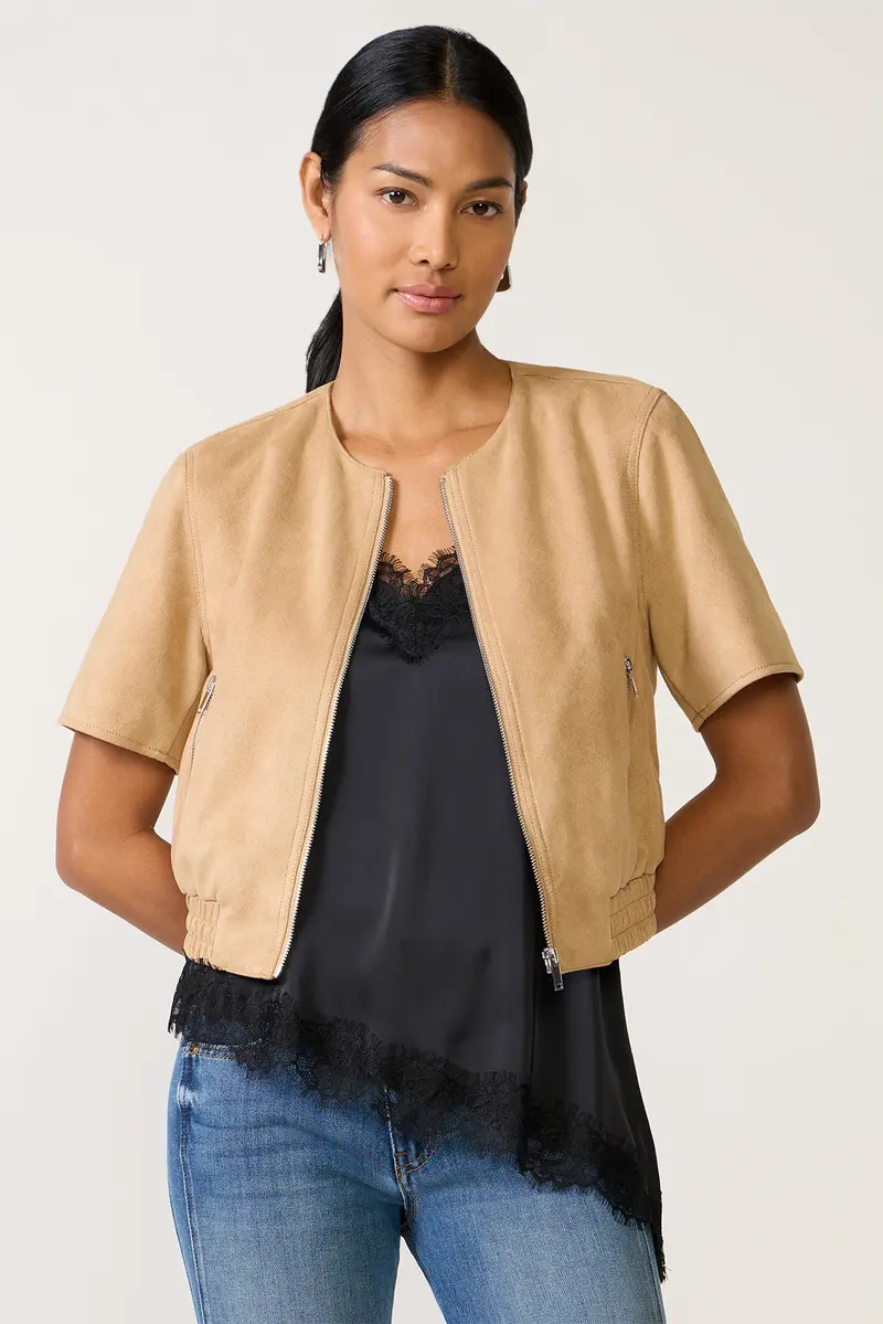 Women's Billie Faux Suede Bomber Jacket 1