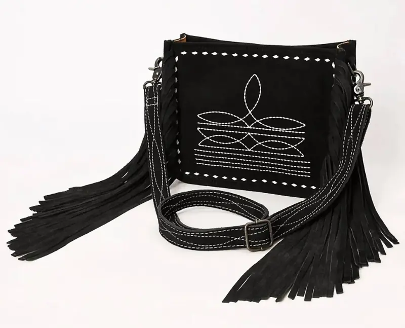 Women's Boot Stitch Crossbody Bag In Black 1