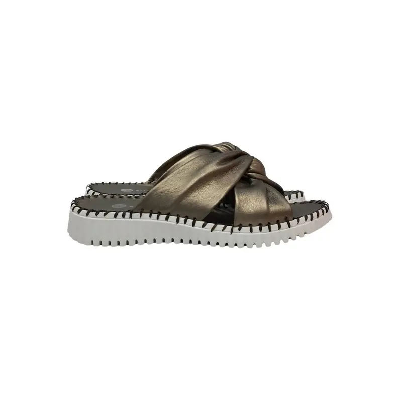 Women's Candace Leather Knot Slide Sandals In Pewter 1