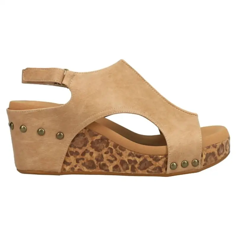 Women's Carley Wedge Sandal In Taupe Leopard 1