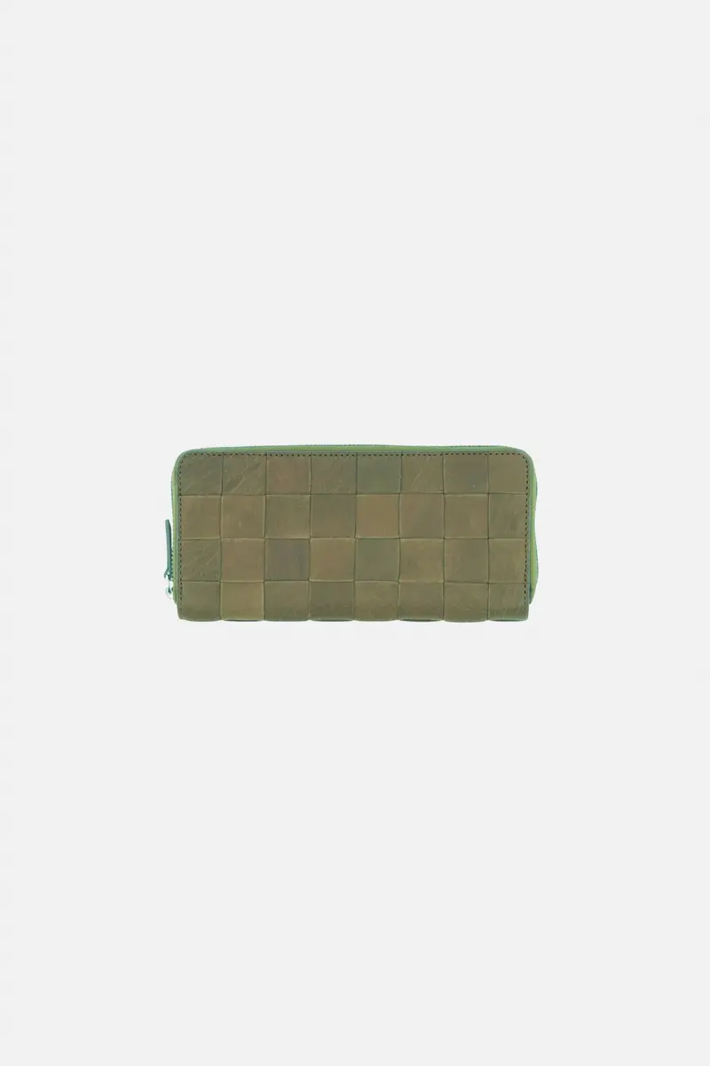 Women's Check Zip Around Wallet In Green 1