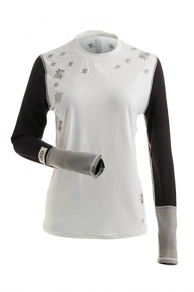 Women's Christy Base Layer Top In Heather Grey/White Thread 1