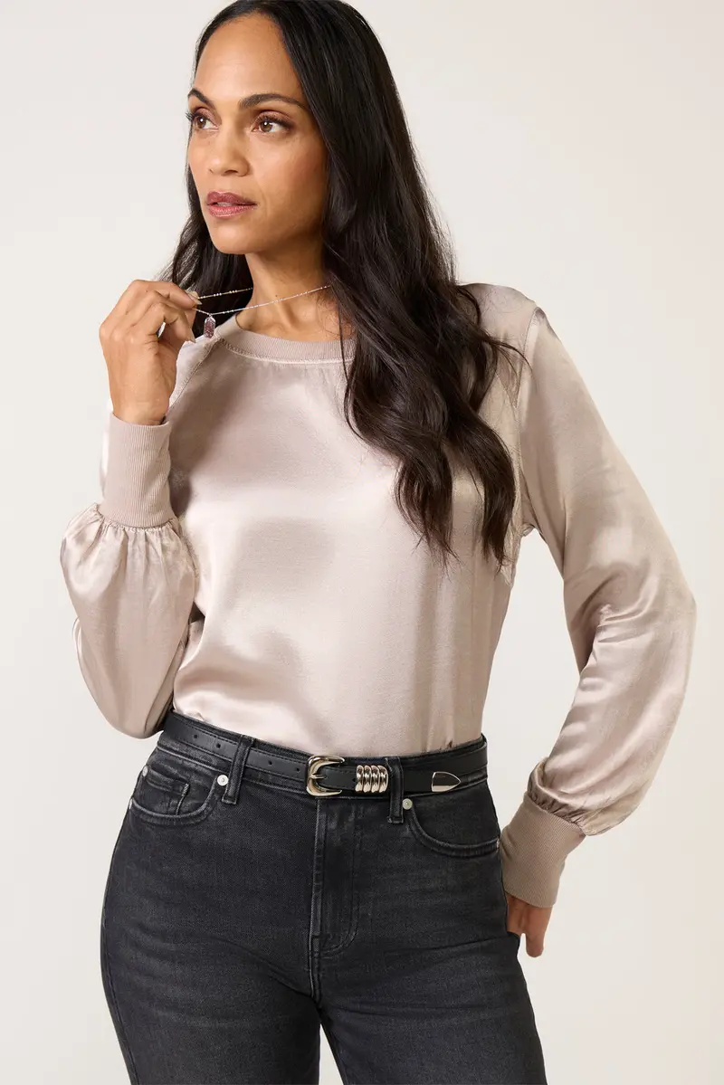 Women's City Satin Long Sleeve Top 1