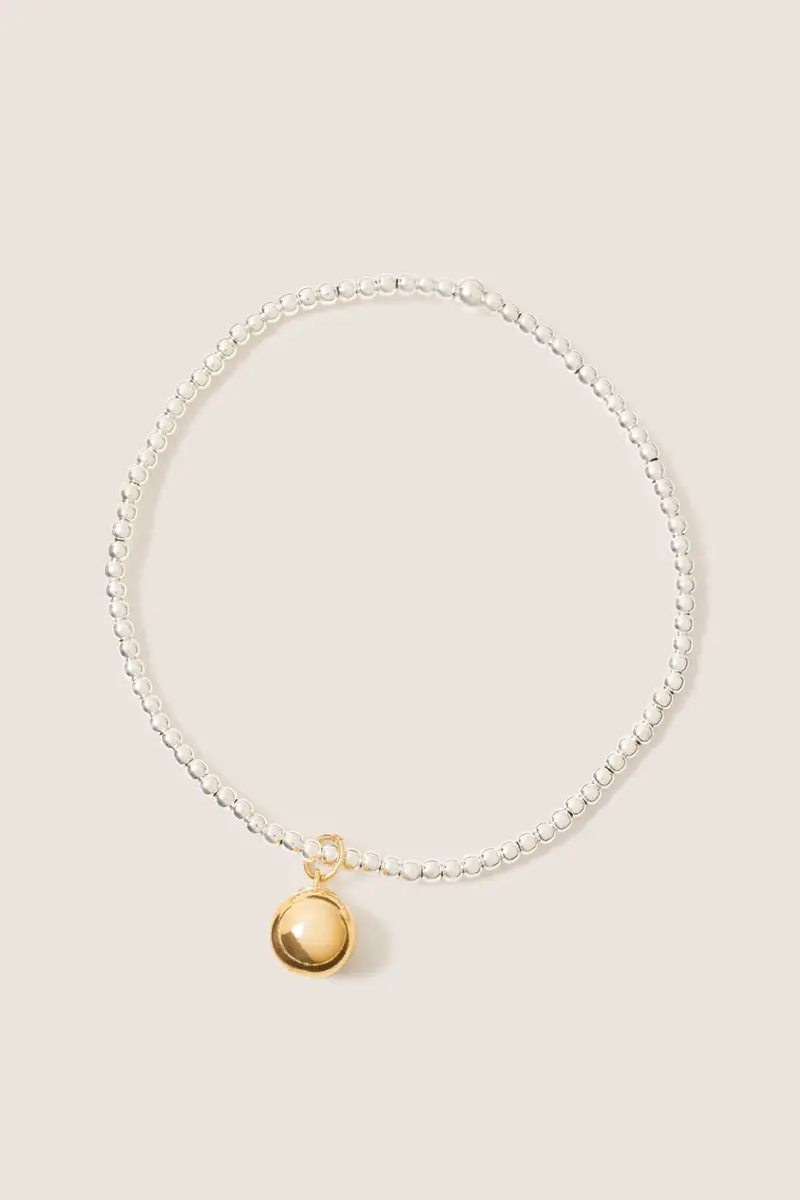 Women's Classic Mixed Metal 2Mm Bracelet W. Bead 1
