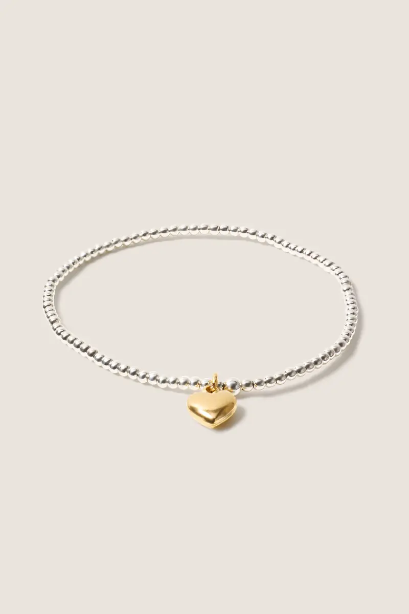 Women's Classic Mixed Metal 2Mm Bracelet W. Heart 1