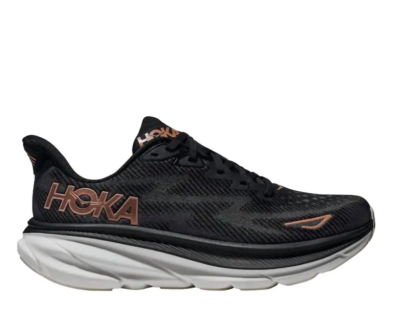 Women's Clifton 9 Running Shoe In Black/Rose Gold 1