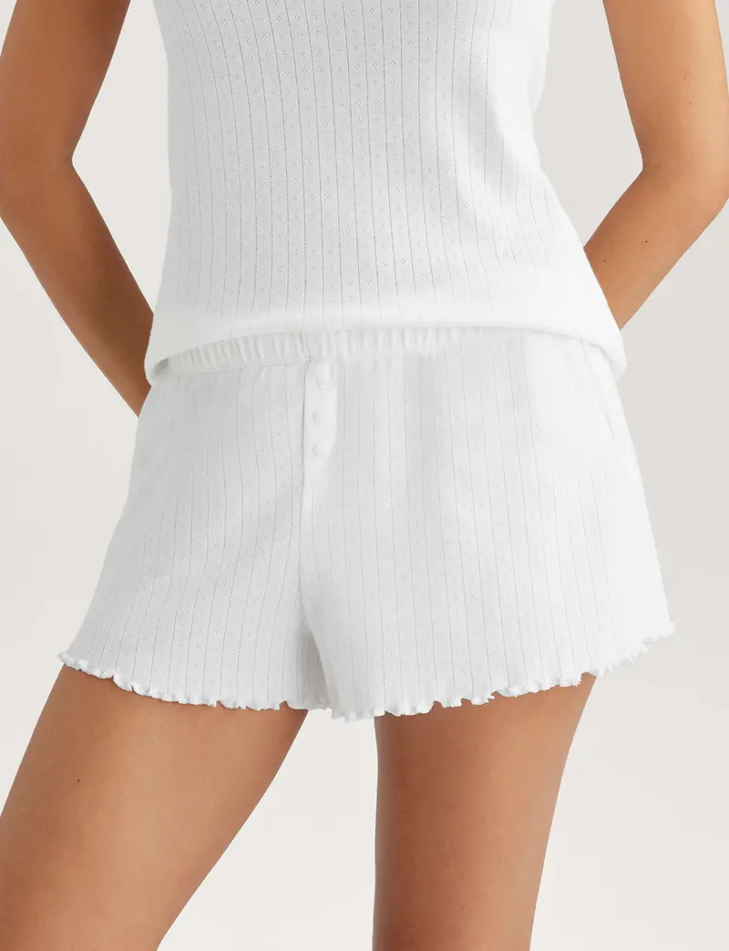 Women's Cotton Pointelle Rib Sleep Short 1