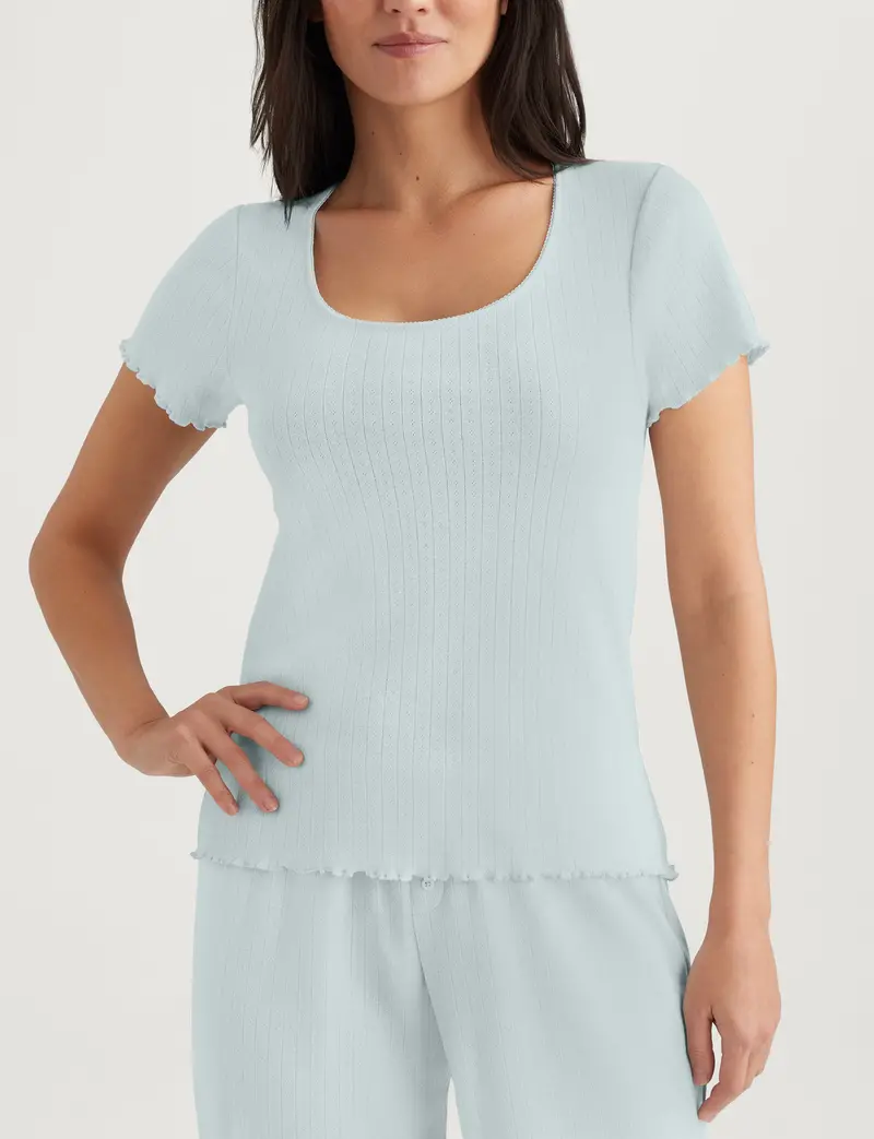 Women's Cotton Pointelle Rib T-Shirt 1