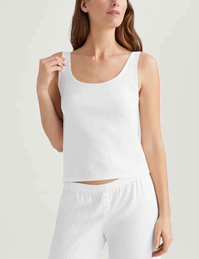 Women's Cotton Pointelle Rib Tank 1