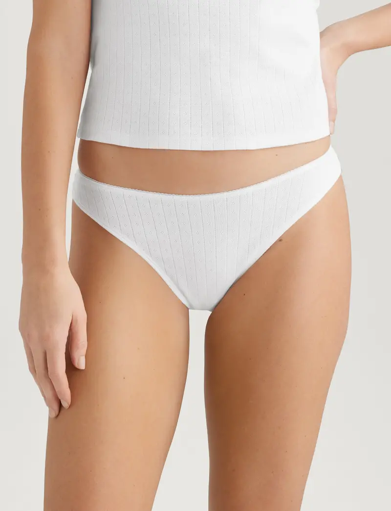 Women's Cotton Pointelle Thong 1