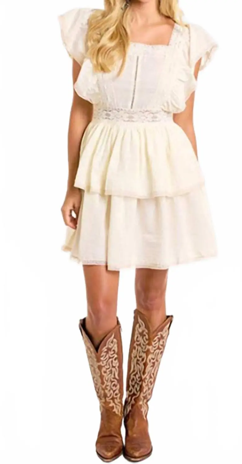 Women's Cowgirl Flutter Sleeve Mini Dress In Natural 1