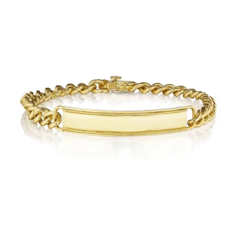 Women's Cuban Link Id Bracelet In Gold 1