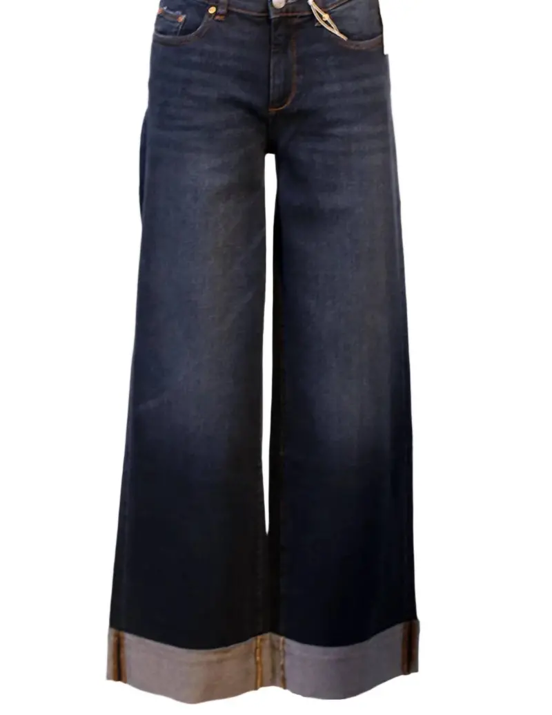 Women's Cuffed Hepburn Wide Leg Jeans In Boardwalk 1