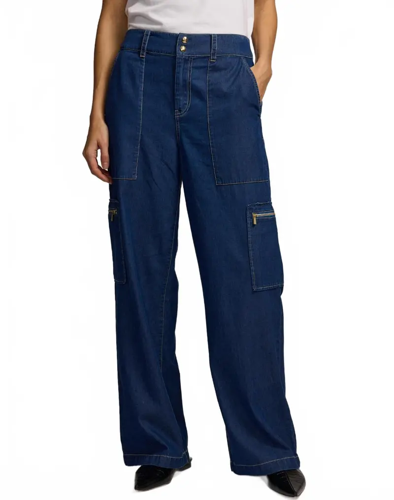 Women's Danni Cargo Pant In Dark Wash 1