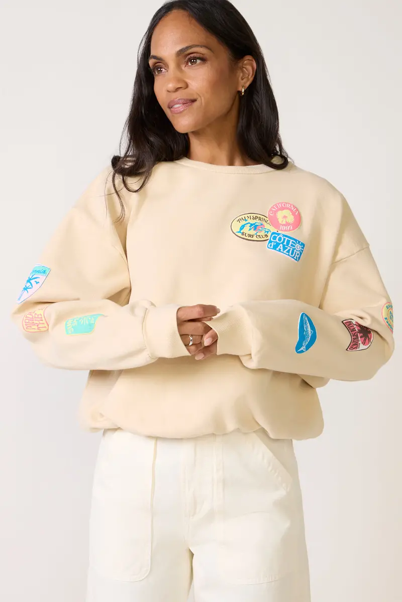 Women's Destination Patches Oversized Crew Top 1