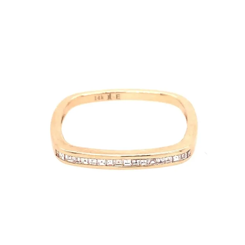 Women's Diamond Square Stacking Ring In Yellow Gold 1