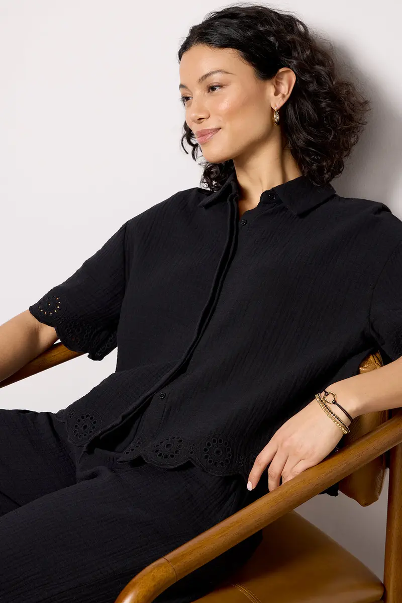 Women's Eden Gauze Eyelet Top 1