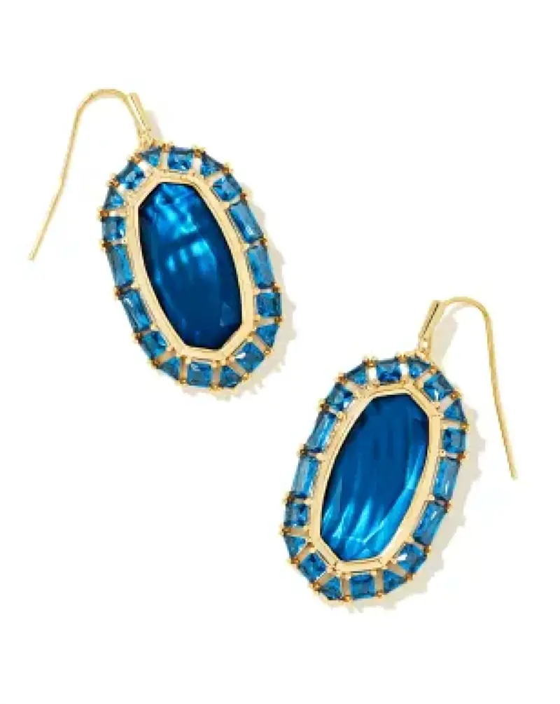 Women's Elle Crystal Frame Drop Earrings In Sea Blue Illusion 1
