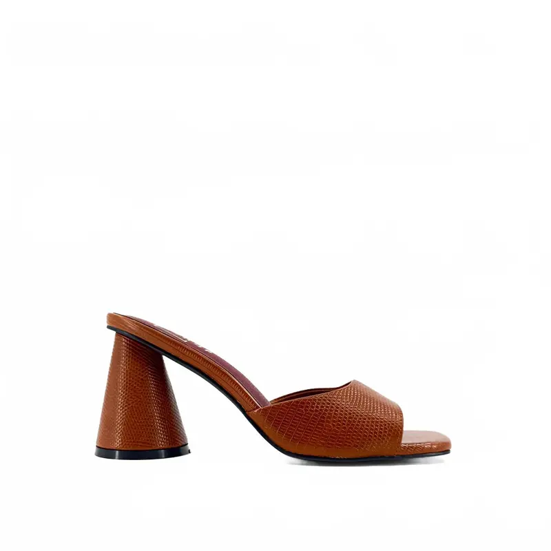 Women's Enya Block Heel In Brown Lizard 1