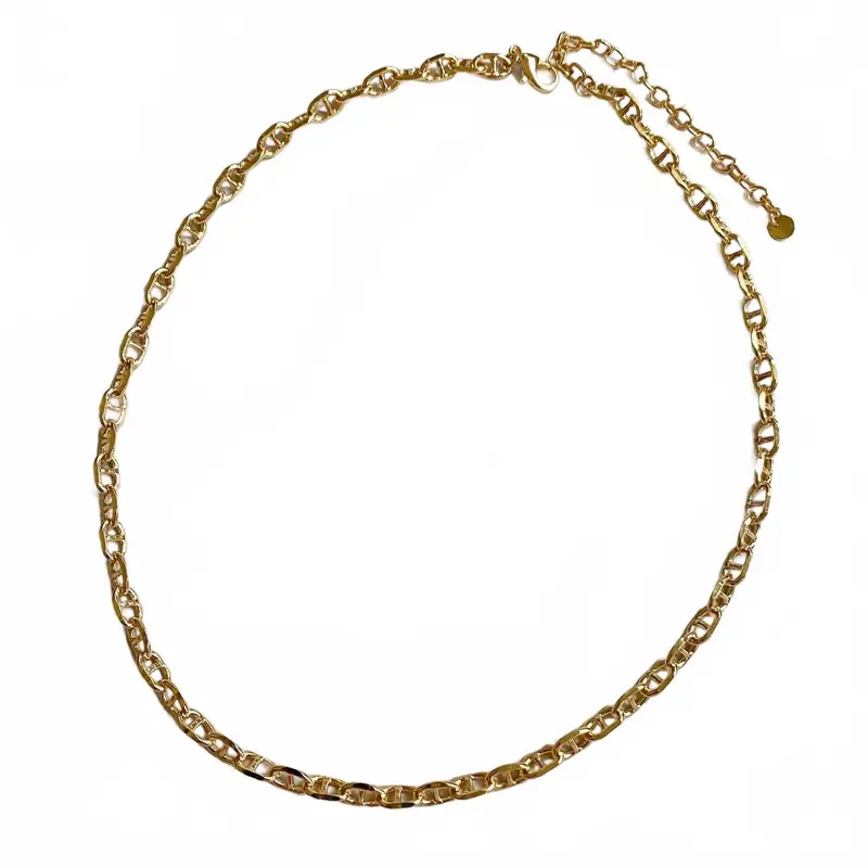Women's Equestrian Horse Bit Anchor Link Necklace In Gold 1