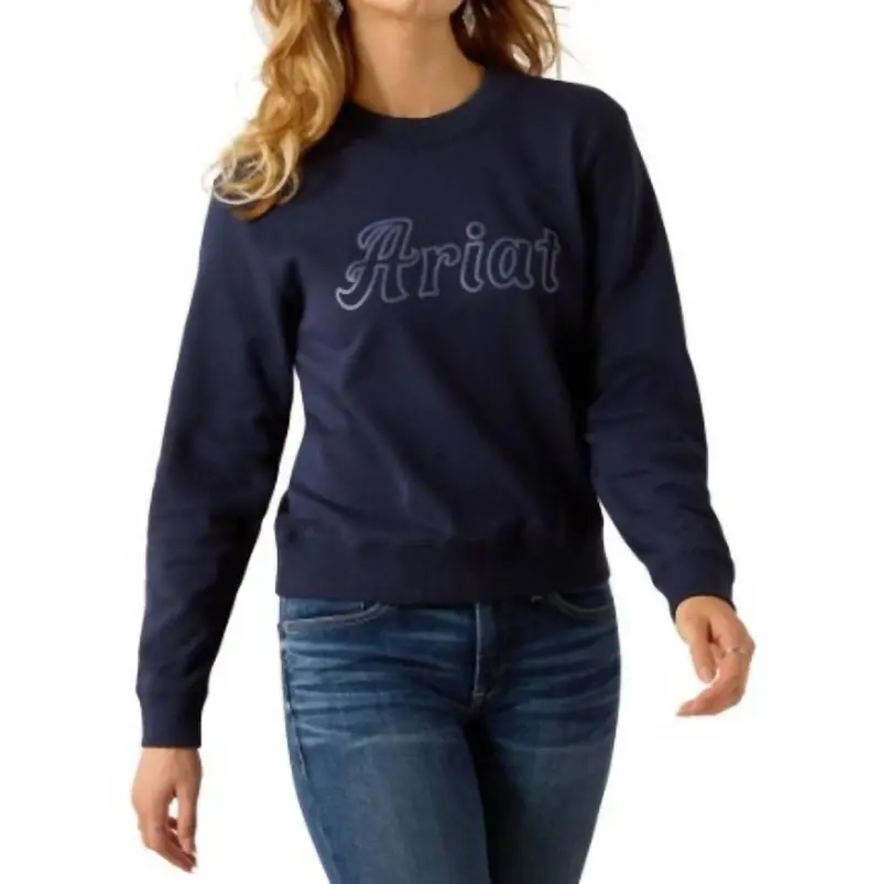 Women's Essential Crew Logo Sweatshirt In Black Iris 1
