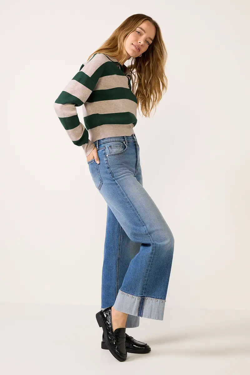 Women's Ever Vintage Hem W Studs Wide Leg Jean 1