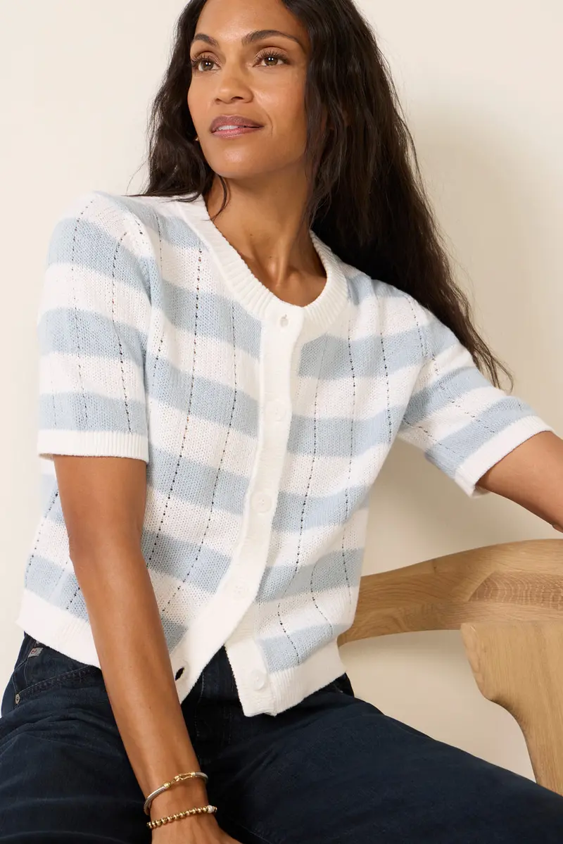 Women's Evie Short Sleeve Crew Cardigan 1
