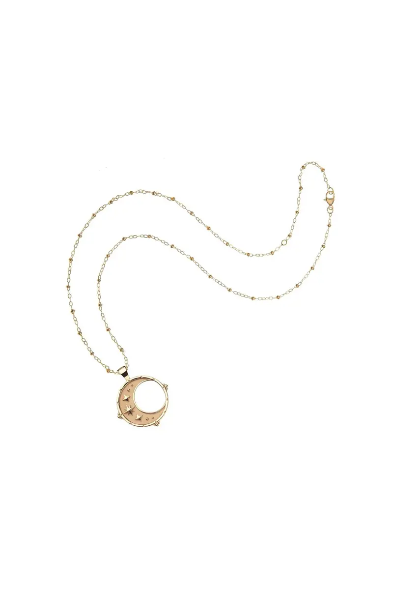 Women's Forever Moon And Back Pendant Necklace In Gold 1