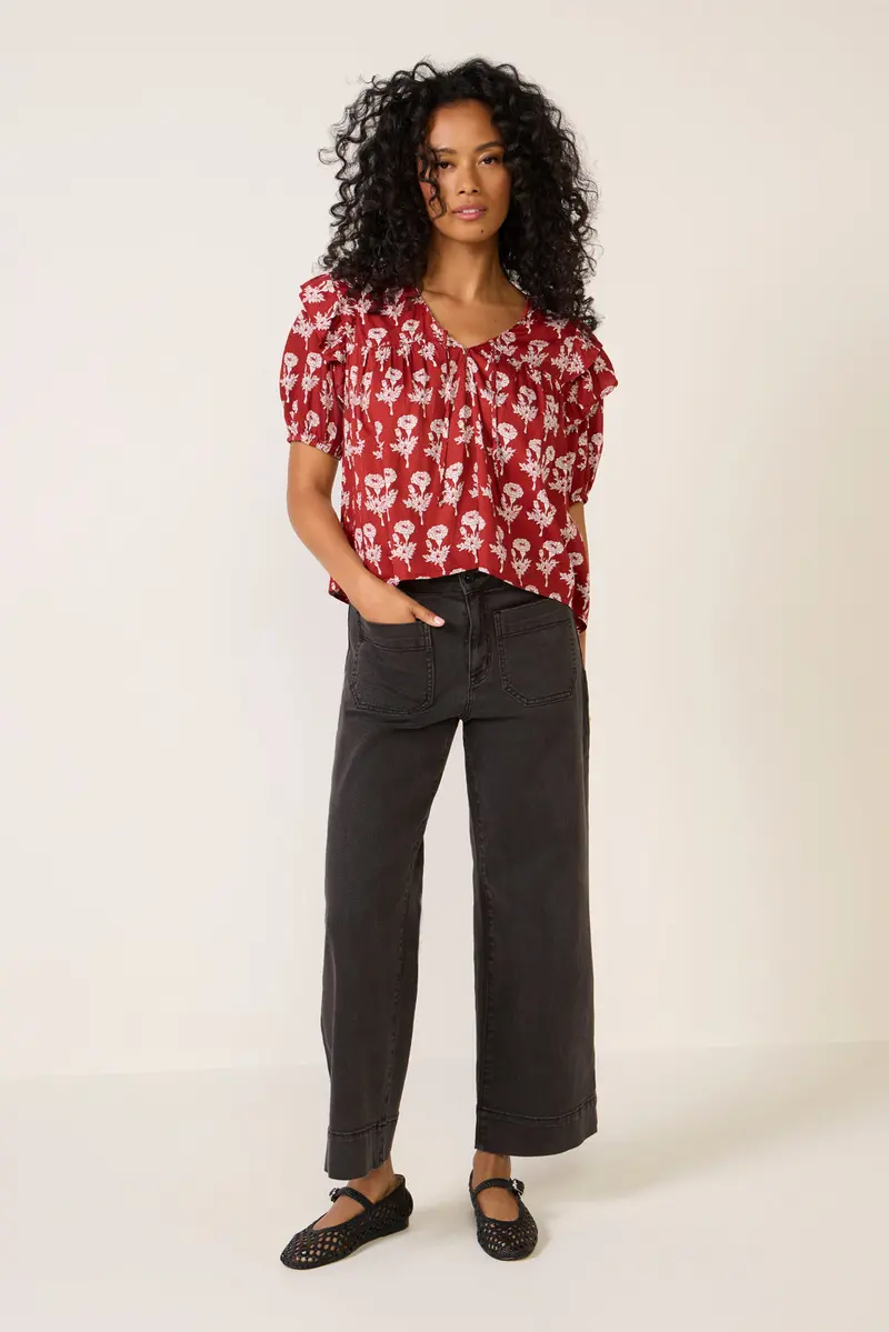 Women's Frill V Neck Isla Top 1