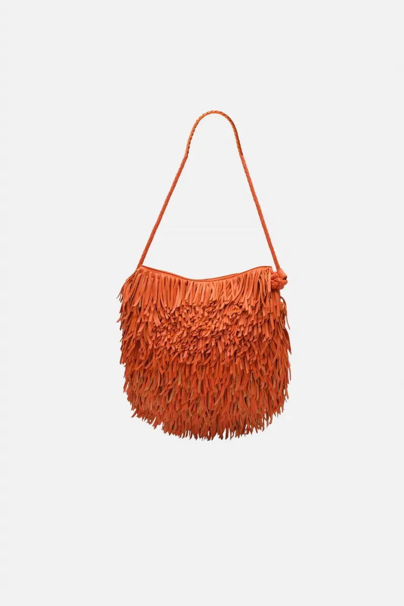 Women's Fringe Hobo Bag In Orange 1