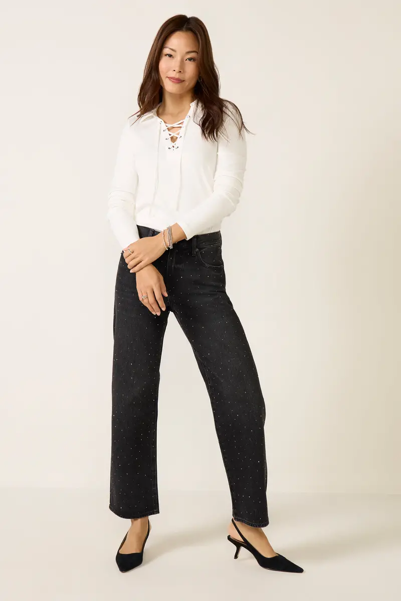 Women's Gemma Lace Up Polo Top 1