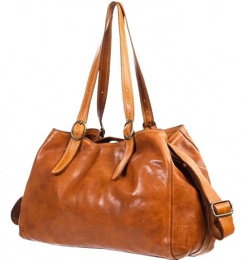 Women's Genuine Leather Tote Bag In Tan 1
