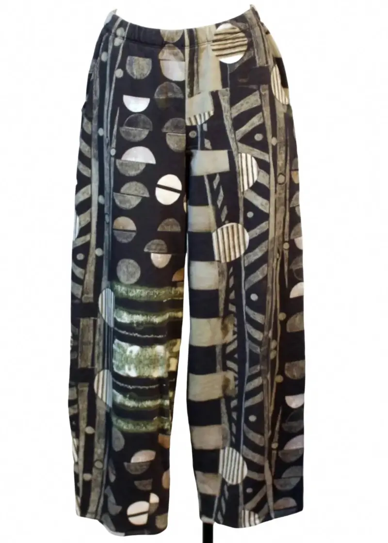 Women's Geometric Print Wide Leg Trouser Pant In Multi 1