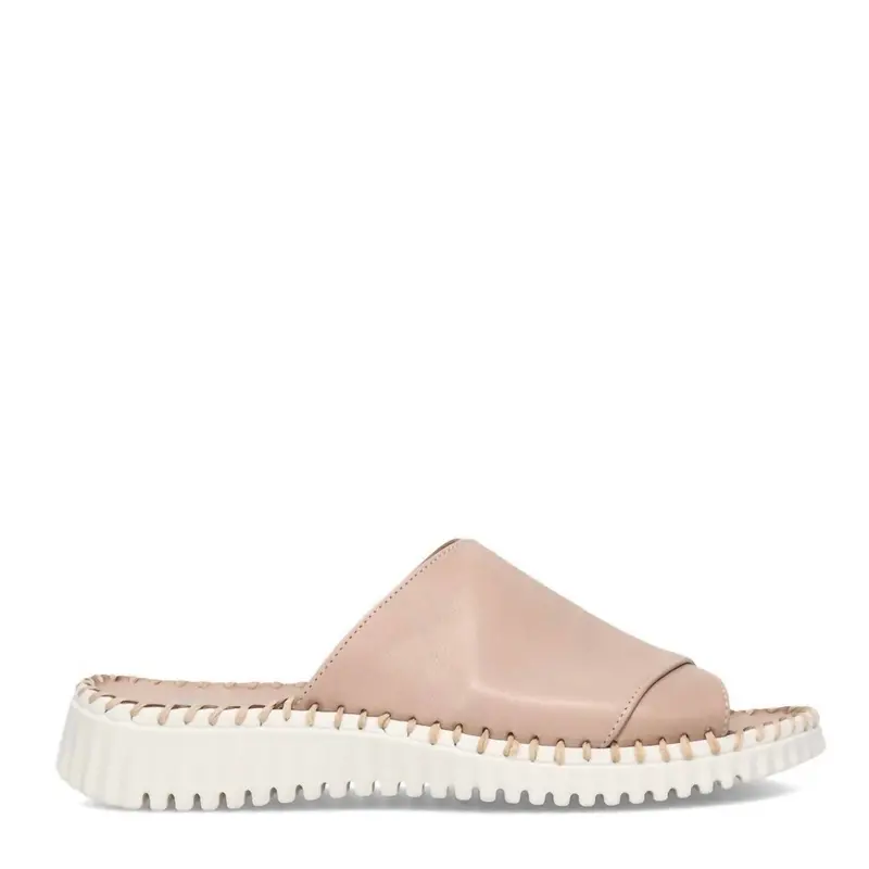 Women's Gloria Leather Slide Sandal In Taupe 1
