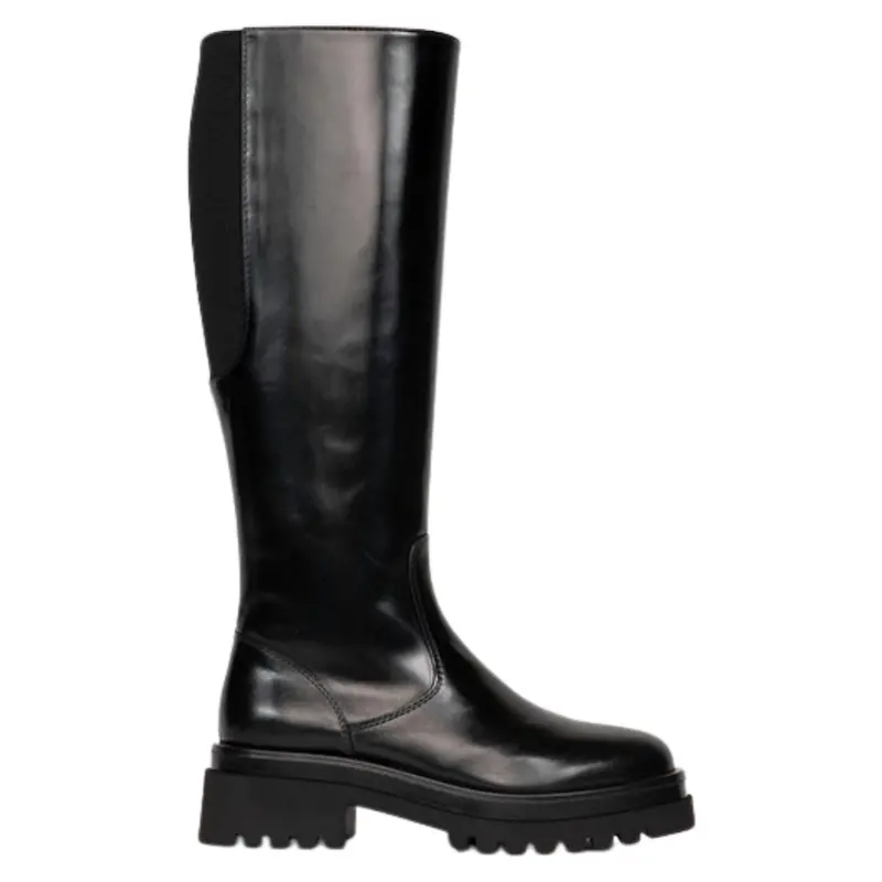 Women's Golva Leather Knee High Boots In Poncho Negro 1