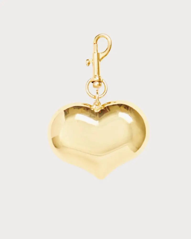 Women's Grand Mylar Heart Fob Bag Charm In Gold 1