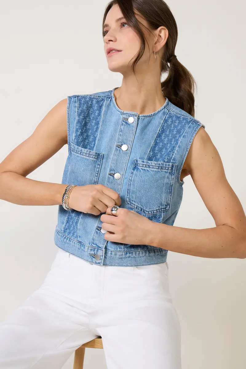 Women's Greta Pieced Denim Vest 1