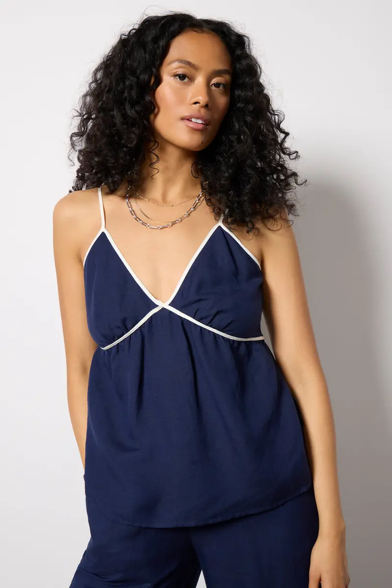 Women's Hazel Linen Contrast Cami Top 1