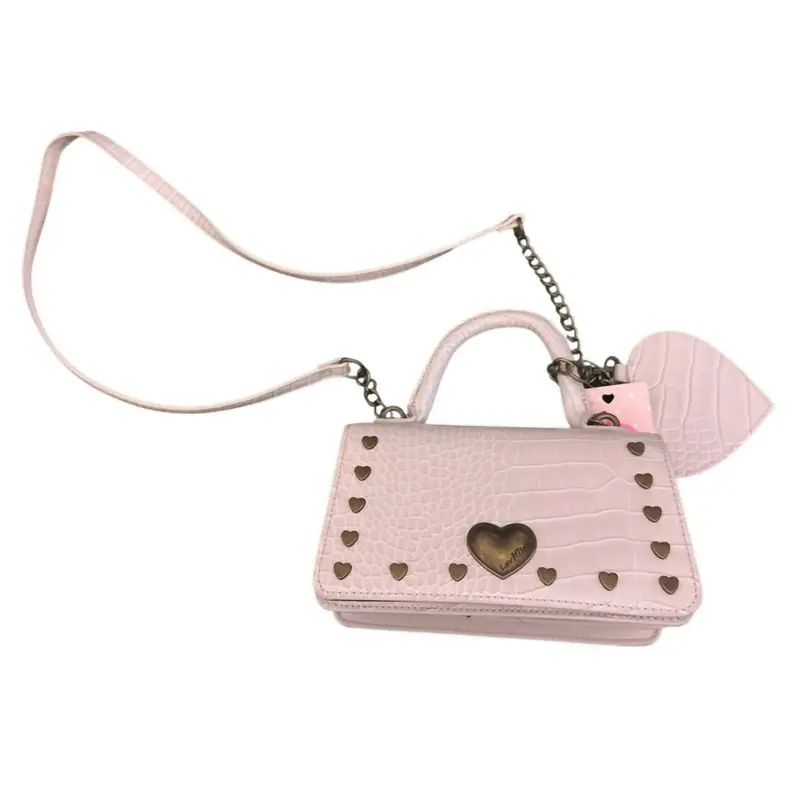 Women's Heart-Embellished Crossbody Bag In Pink 1
