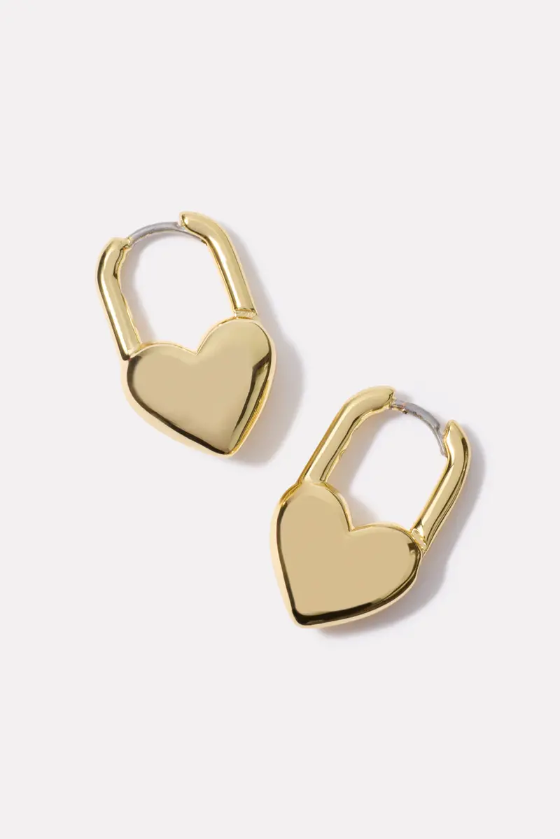 Women's Heart Padlock Huggies 1