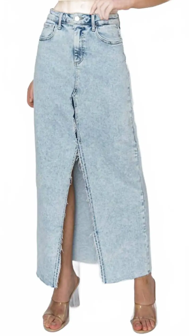 Women's High Rise Crossover Pencil Skirt In Light Wash 1