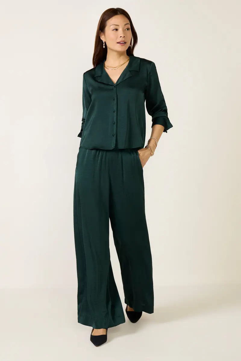 Women's Isolde Wide Leg Satin Pants 1